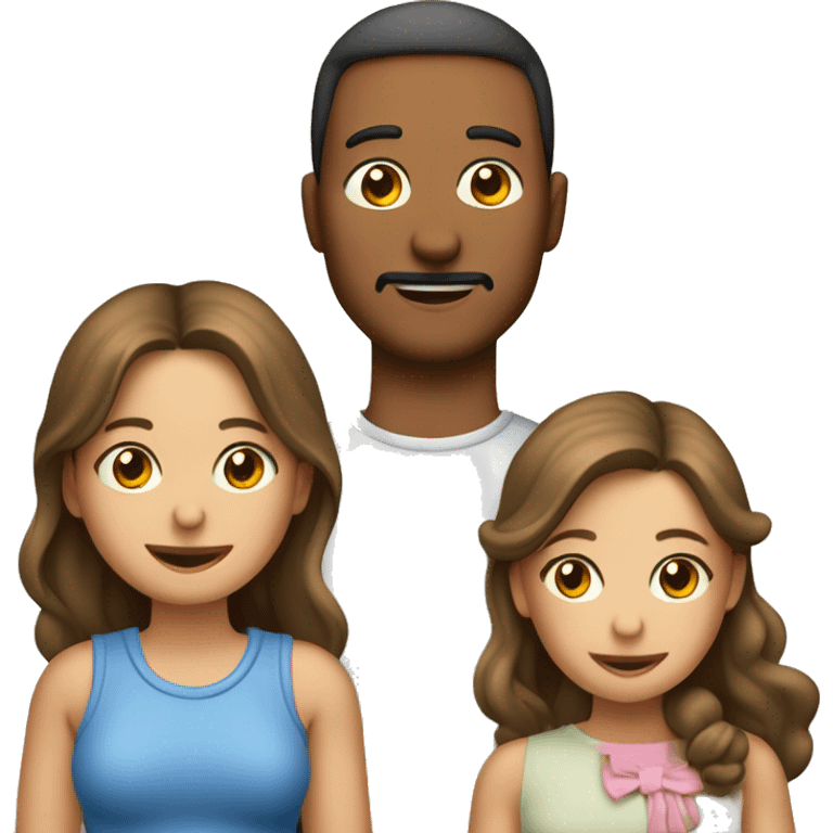 Familia de 5 personas papá  mamá  y 3 niñas emoji