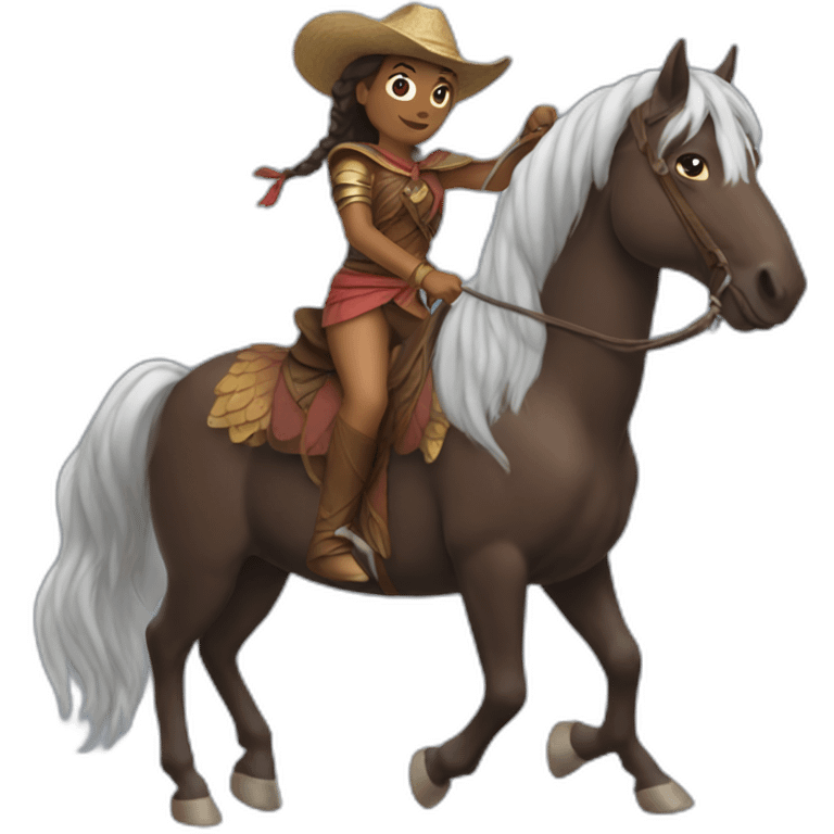 Thushara ridding a horse emoji