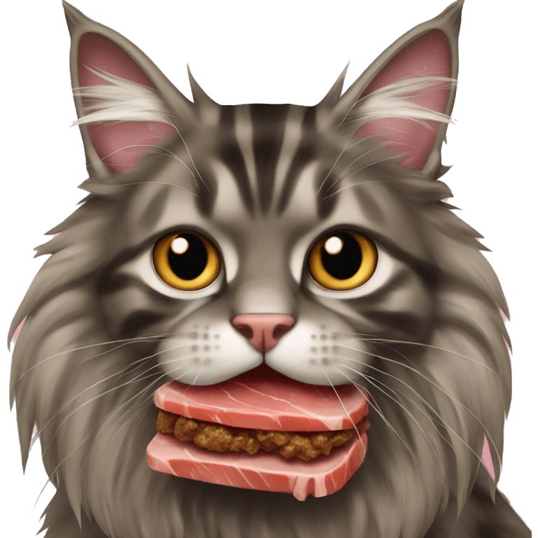 Maine coon eat meat emoji