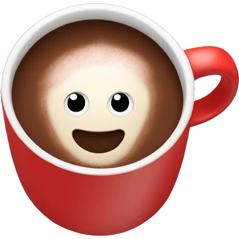 red mug with hot cocoa emoji