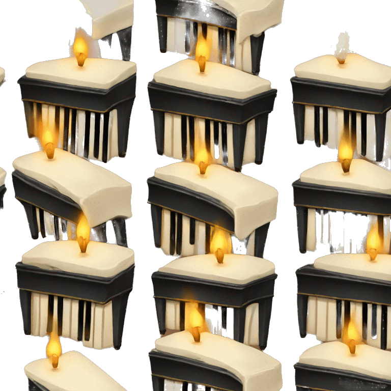 vintage piano with melted candles on top emoji