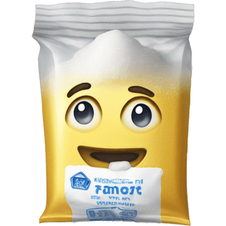 salt packet with a stern expression emoji