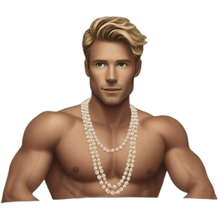 Posh-muscle-boy-pearl-necklace-bathtub emoji