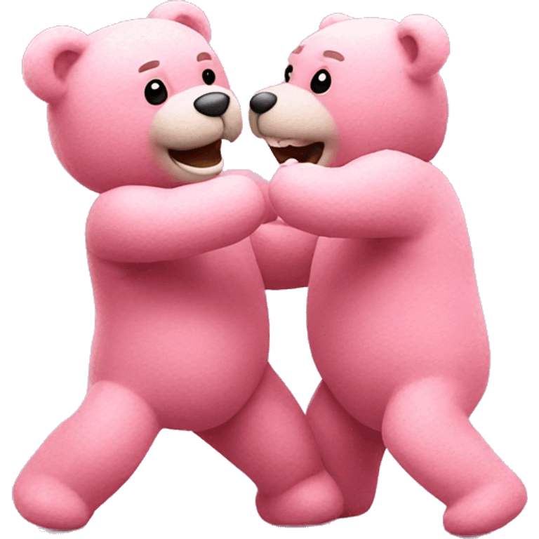 two pink teddy bears fighting emoji