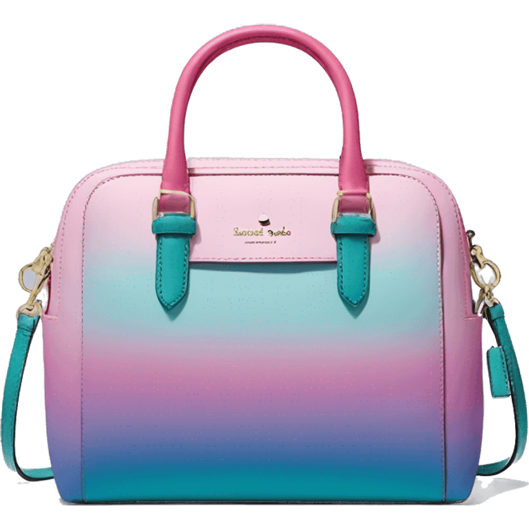 Realistic isolated pink , periwinkle,and teal ombre kate spade satchel purse.  emoji