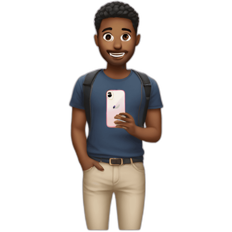 Influencer with iPhone emoji