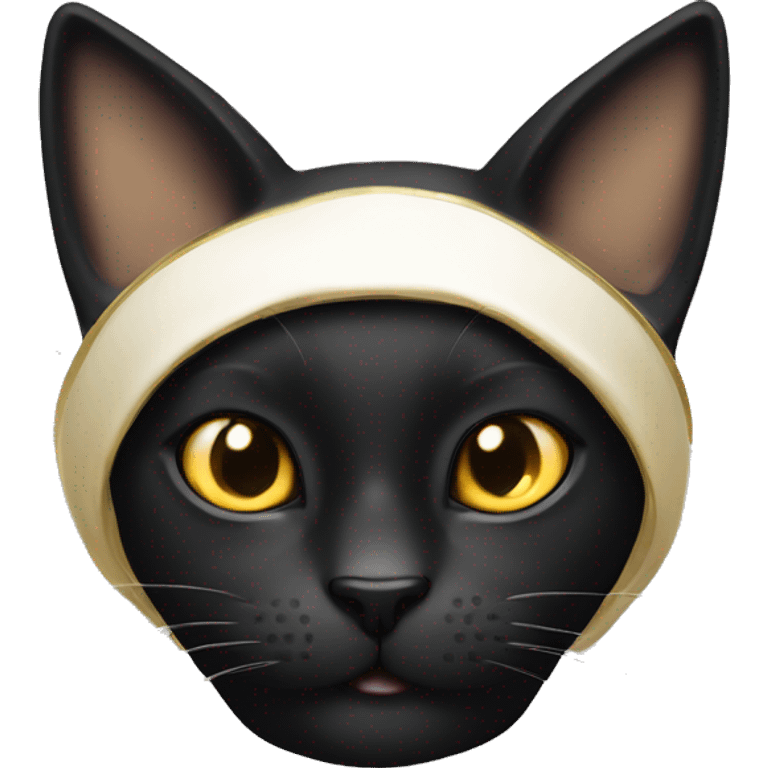 Black Cat with Gold eyes , with smail ears emoji