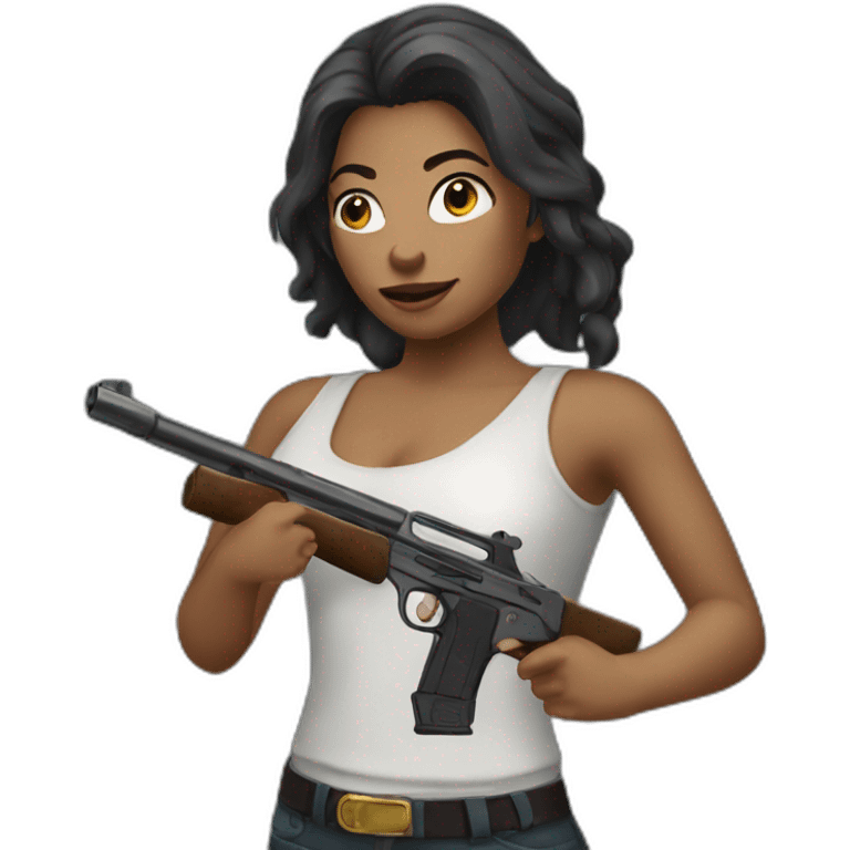 a woman with a gun emoji