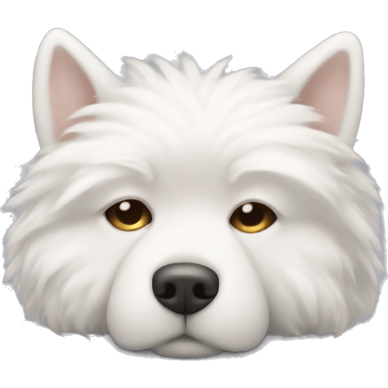 Fluffy white dog sleeping face emoji