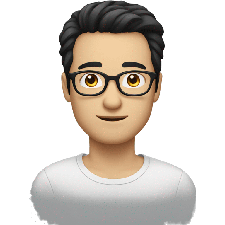 man in glasses black hair, white skin, european emoji