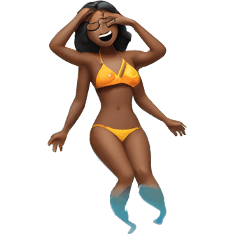 Lady melting into a puddle while in a bikini emoji