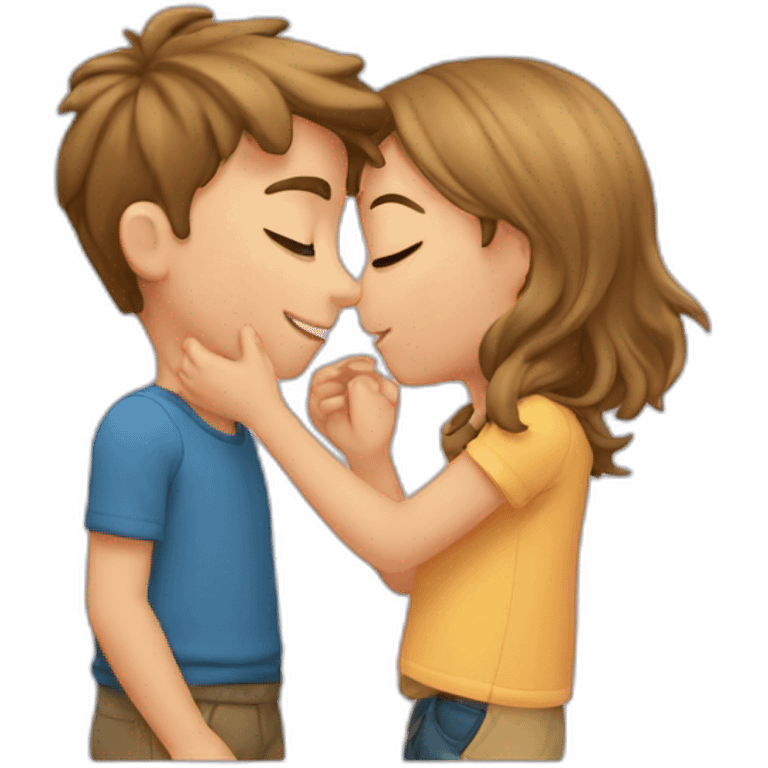 Boy kisses girl emoji