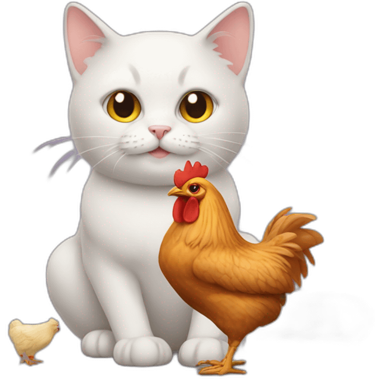 Cat with chicken emoji