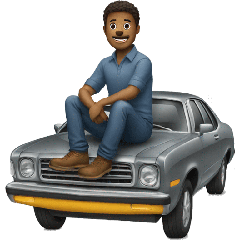 man sitting on top of car emoji