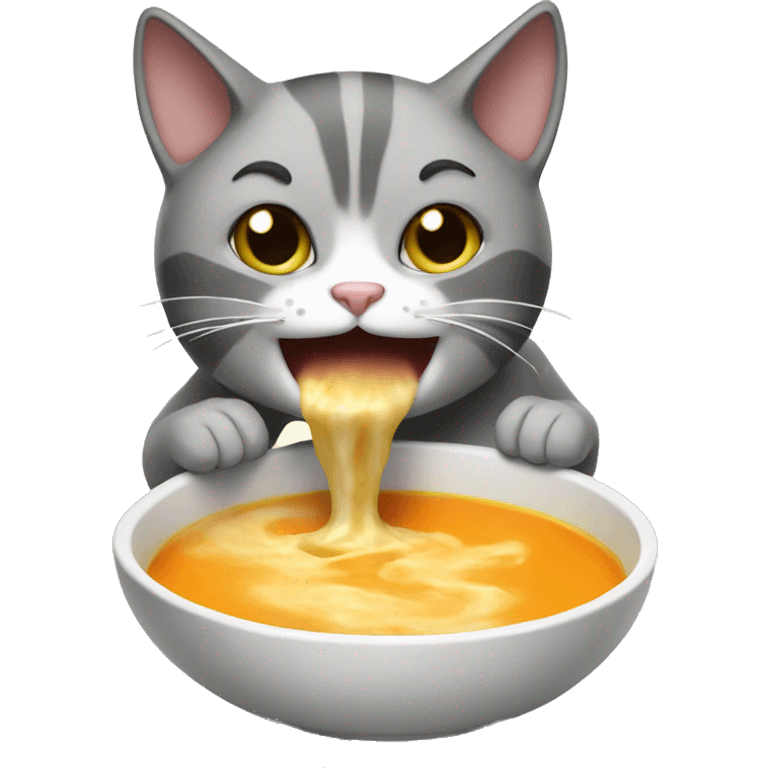 Cat eating soup emoji