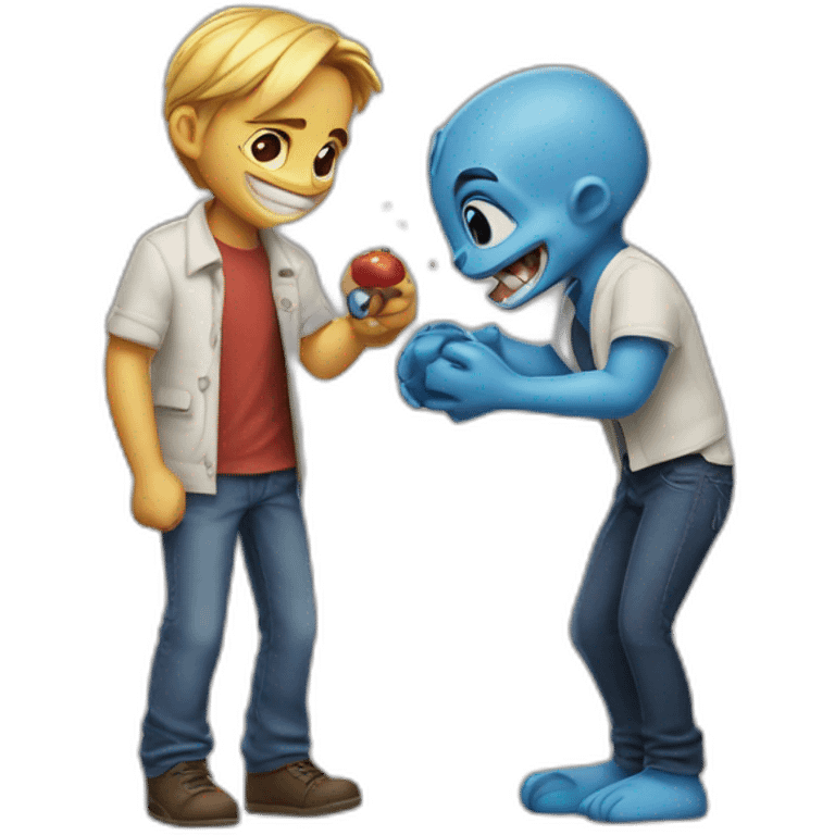 Stitch and Ohnezahn playing emoji