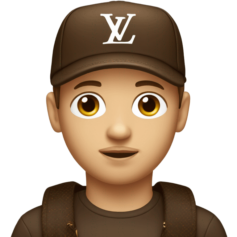 brown hair boy with louis vuitton cap and goatee emoji