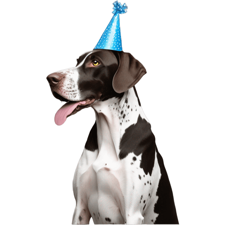 Party hat on black & white german shorthair pointer emoji