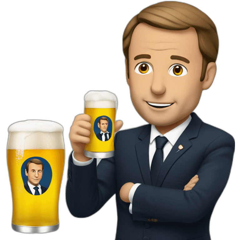 macron qui boit une bière emoji