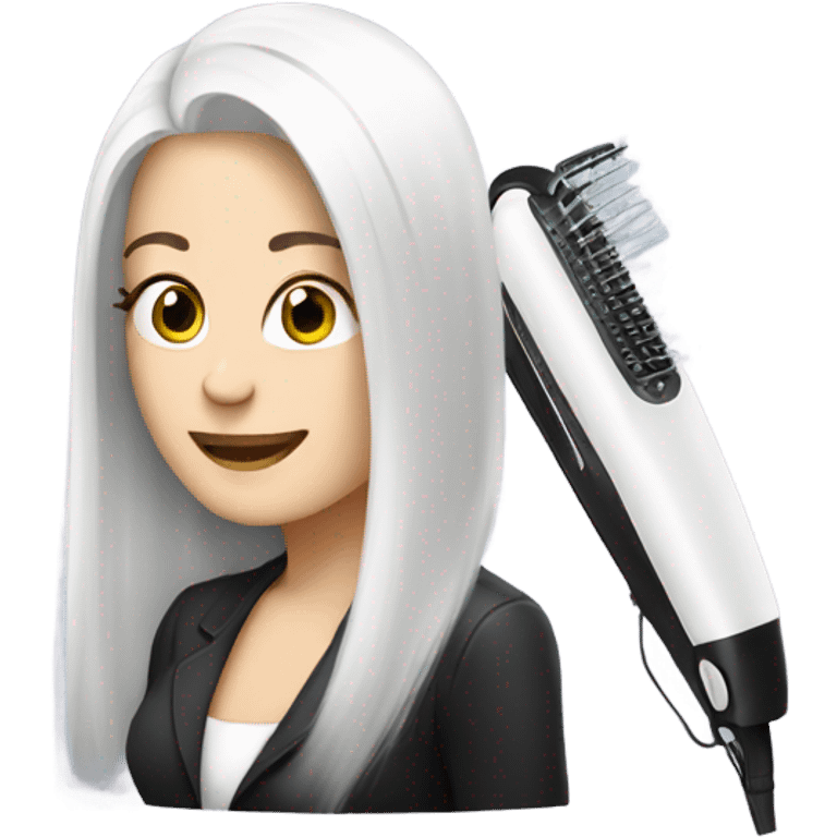 White hair straighteners  emoji