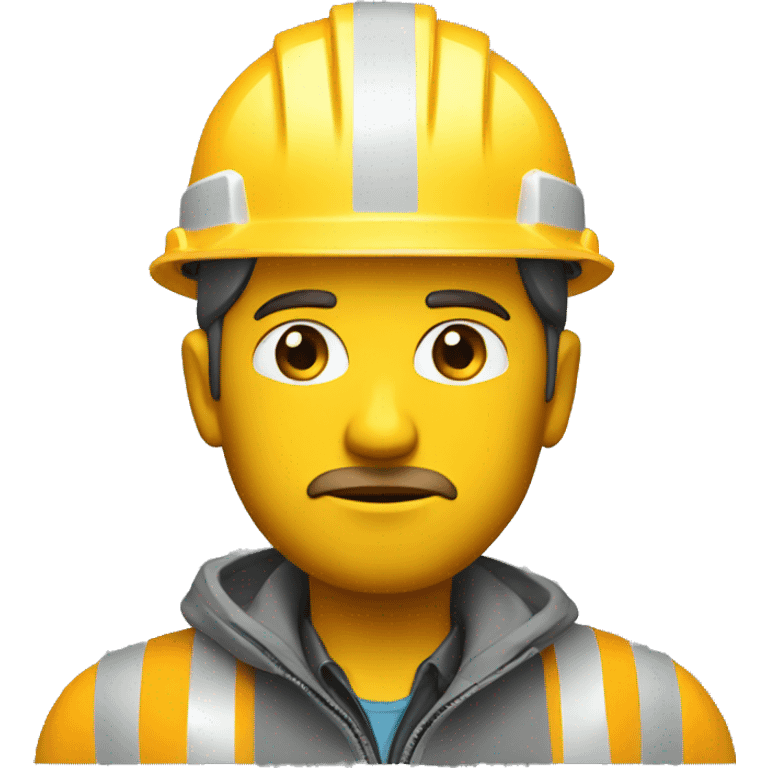 sad engineer wearing a yellow reflectorize jacket and construction hard hat  emoji