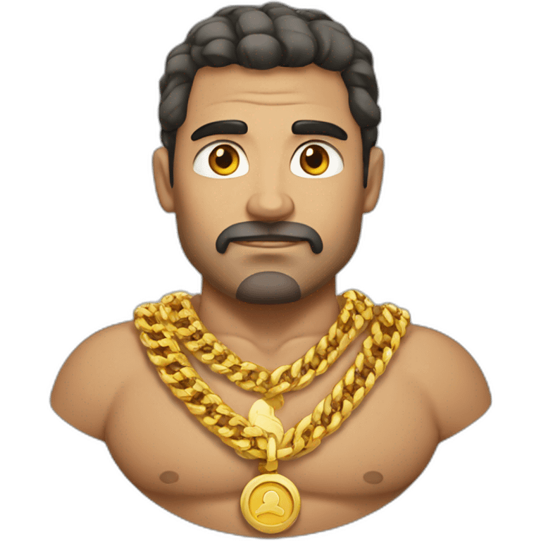 Russian strong man wearing gold chain emoji