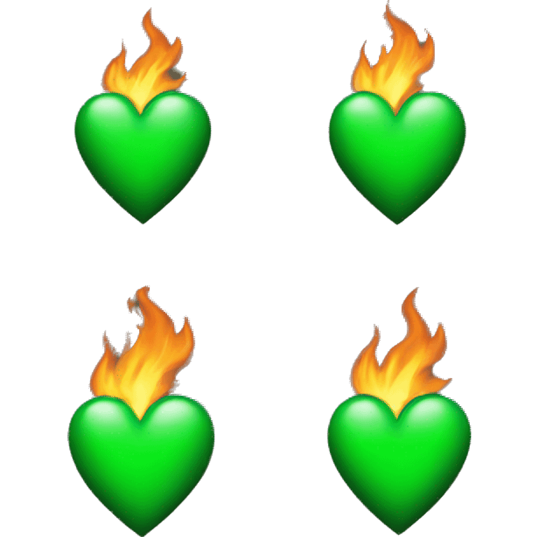 Black heart green heart with flame emoji