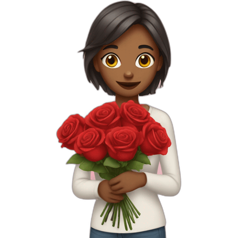 Girl with rose bouquets emoji