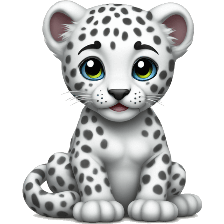 Baby white leopard sitting emoji