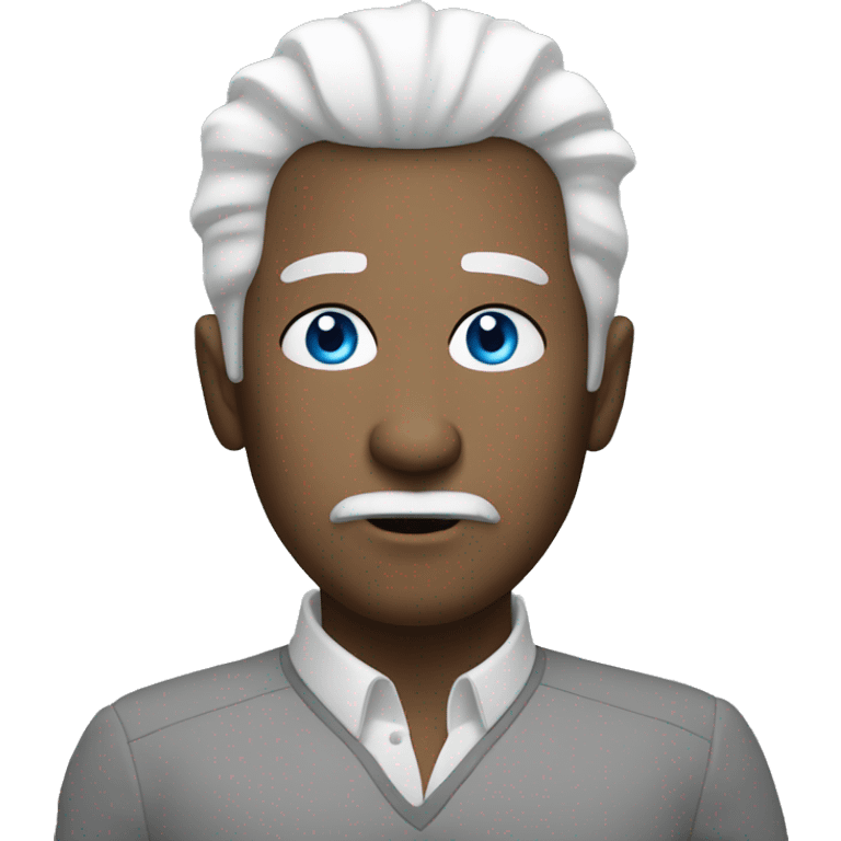 Oval shaped man with blue eyes white hair and pursed lips emoji