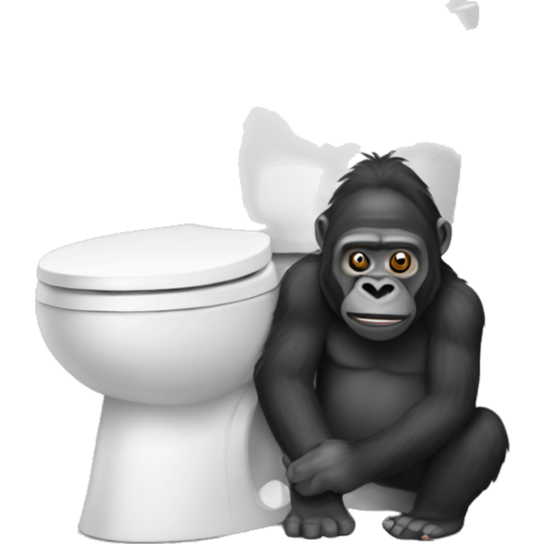 toilet with gorilla emoji