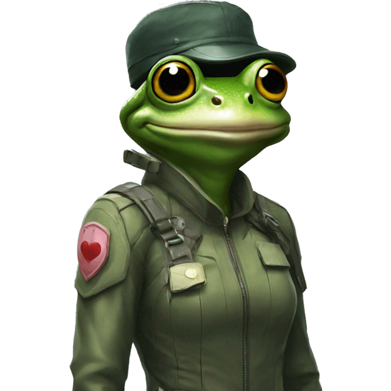 Frog wearing Jill valentines resident evil outfit emoji