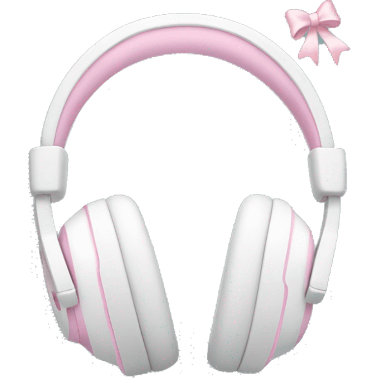 White apple headphones with light pink bows  emoji