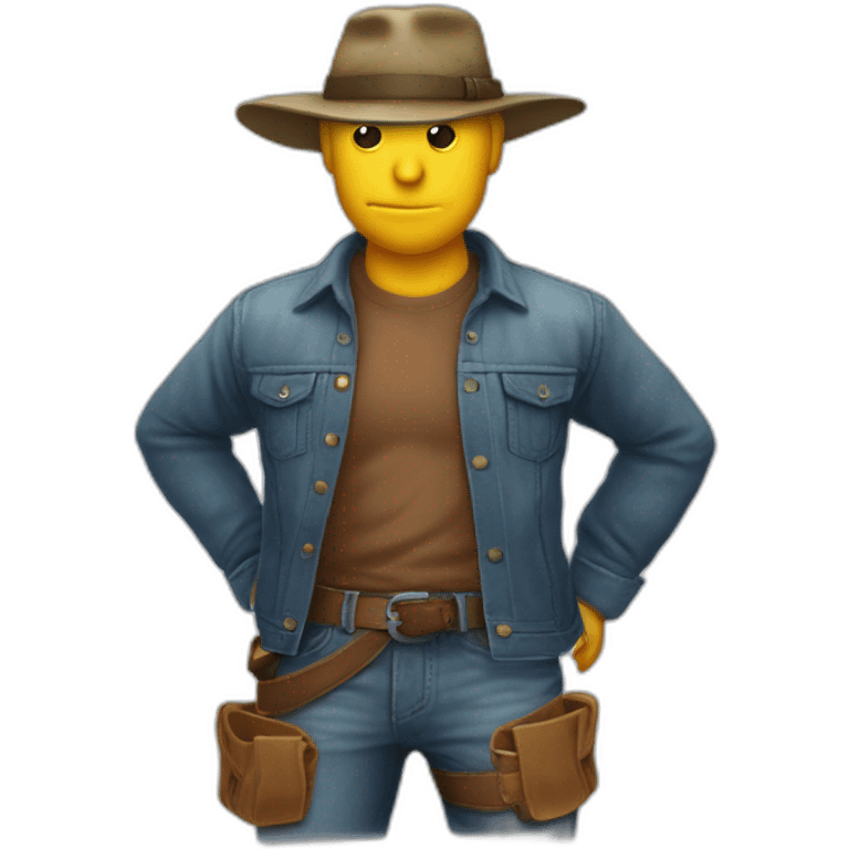 Gars, Chemise bûcheron , bottes à cap,  chapeau de poil, jeans  emoji