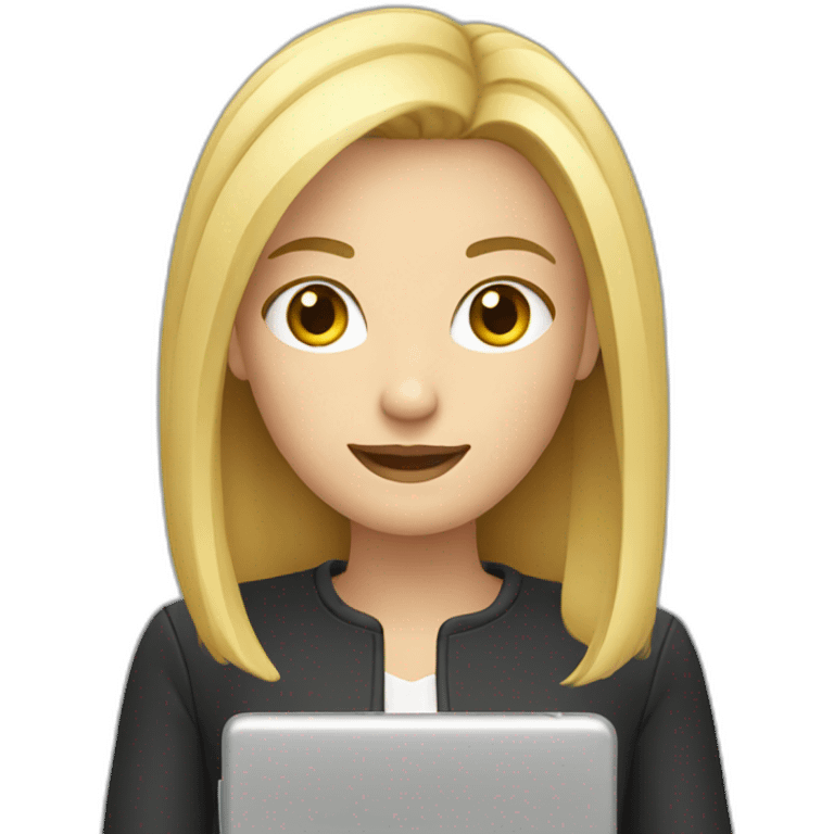 blonde with square hair holding a tablet in her hands emoji