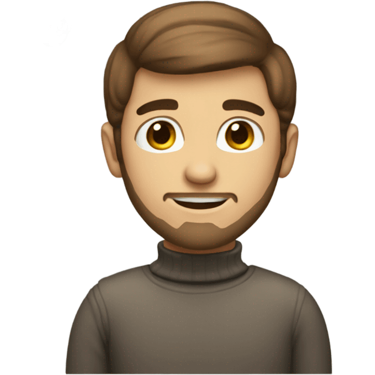 Boy developer with brown hair and beard in turtleneck sweater emoji