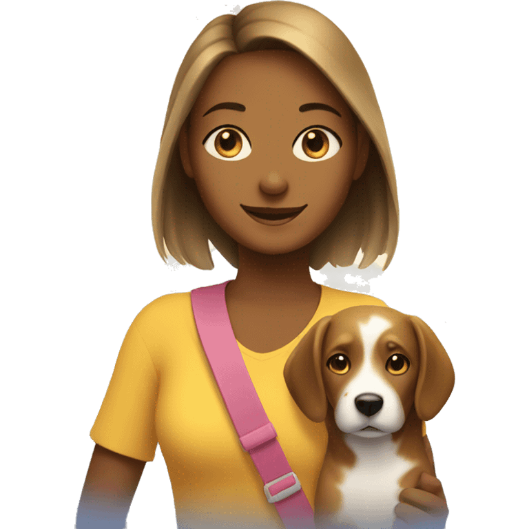 Girl with dog in sunshine emoji