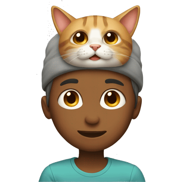 Boy with a cat on his head emoji