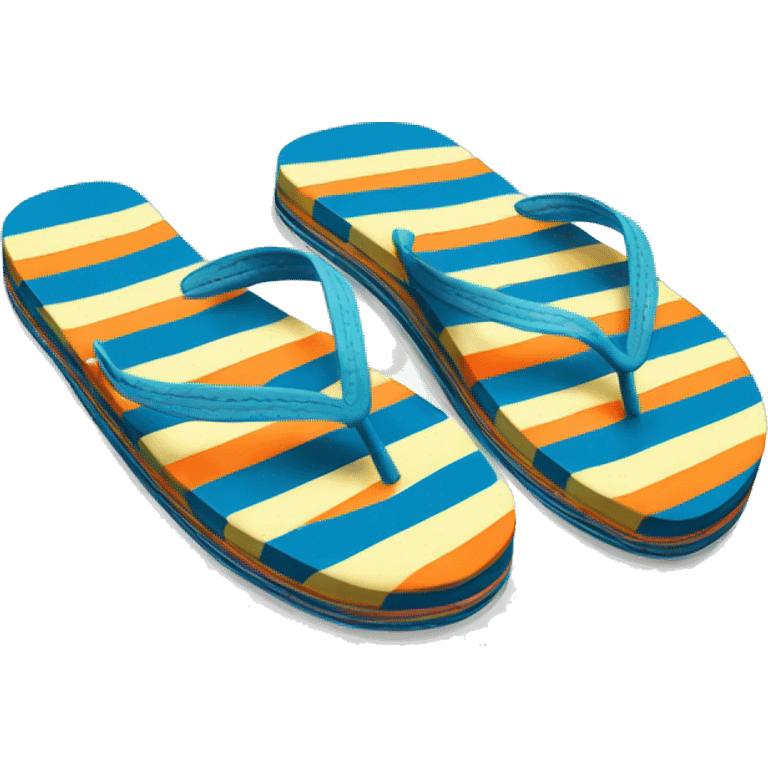 Realistic pair of striped summer flip flops isolated. emoji