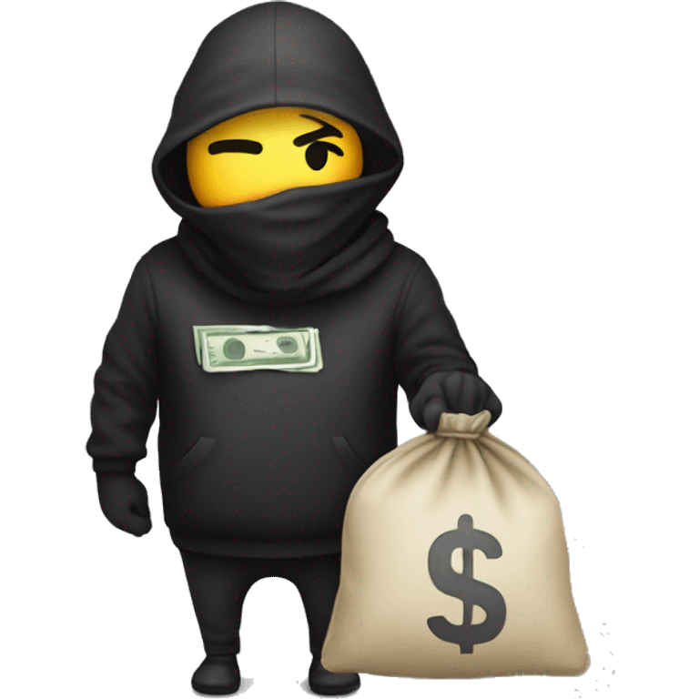 Default Robber Emoji with money bag on shouder emoji