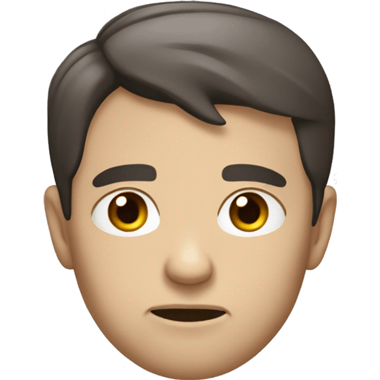 short-cropped scowling brunette white male emoji