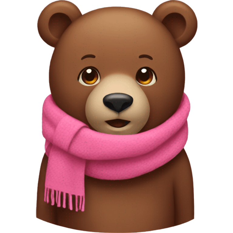 Brown bear wearing a pink scarf  emoji