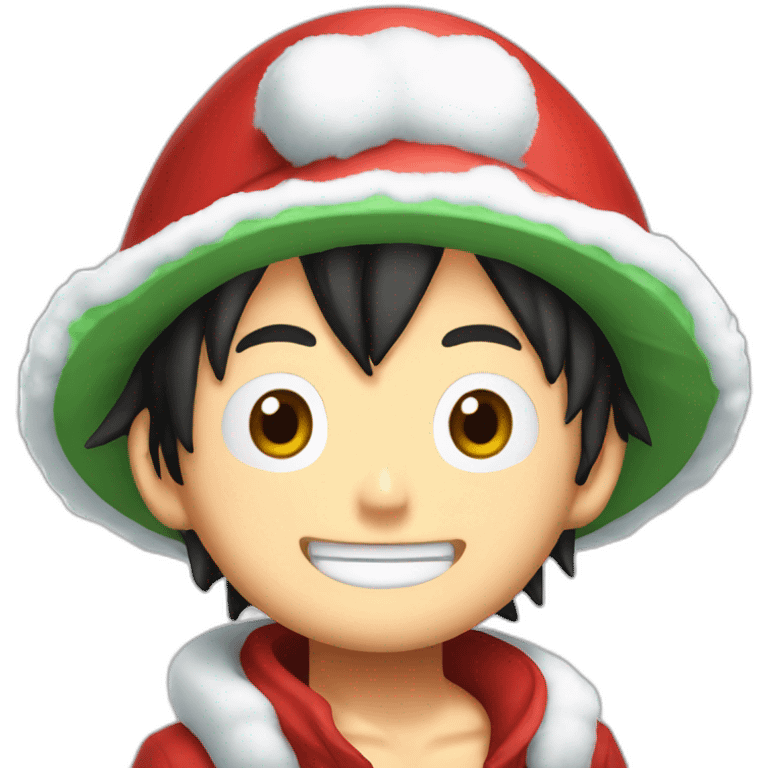 Luffy avec un bonnet de noel emoji