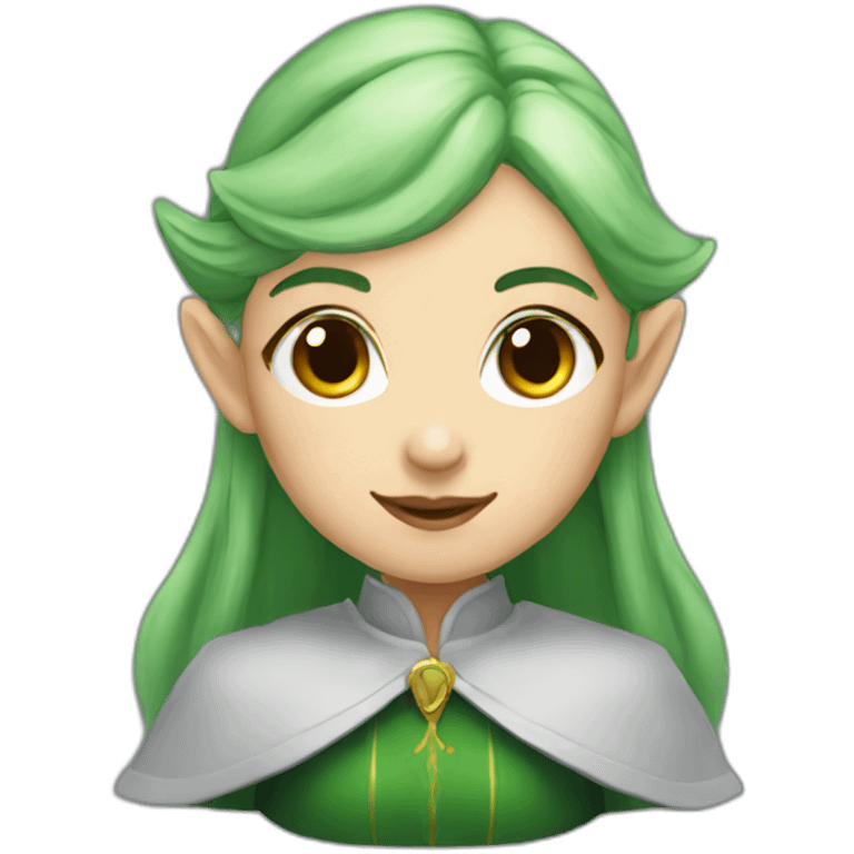 An elf cleric girl with green hair emoji