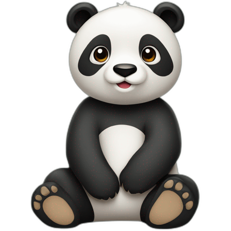 Panda tierno sentado jugando emoji