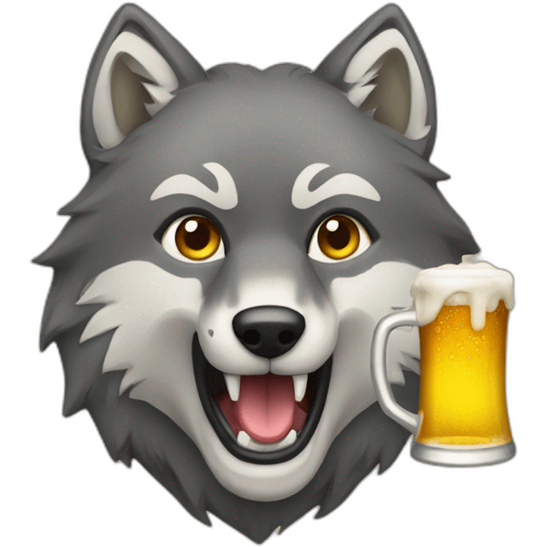 Wolve with beer drinking emoji