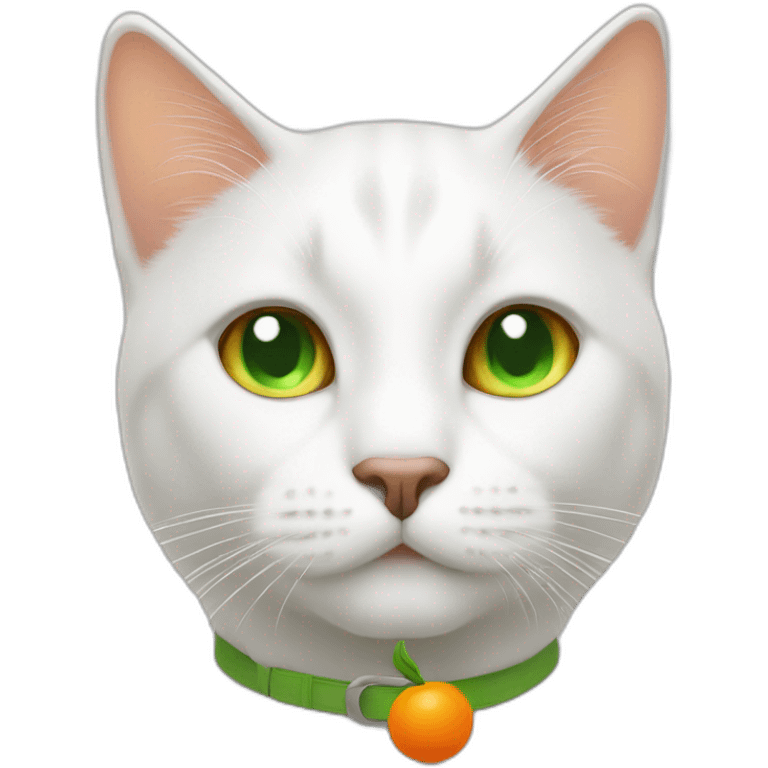 white cat with green eyes and orange ears emoji