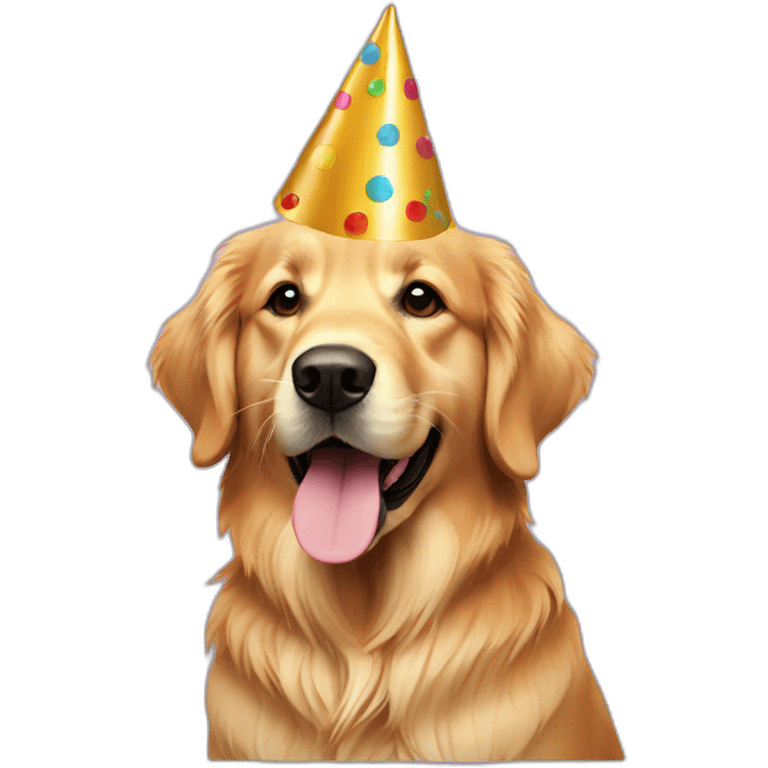 golden retriever with party hat emoji