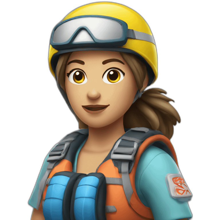 rafting girl wearing helmet and vest posing with paddle emoji