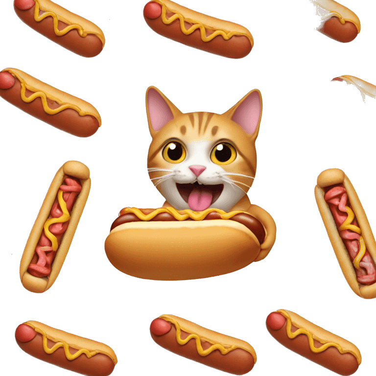 cat eating hotdog  emoji